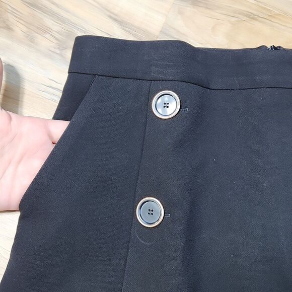 🔸️🔺️NWT Catherine Malandrino Black Buttoned Front Skirt w/Pockets Size 10 - Picture 4 of 10
